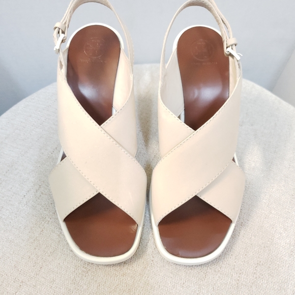 Tory Burch Tan Cross Straps Wedge Shoes - Picture 7 of 8